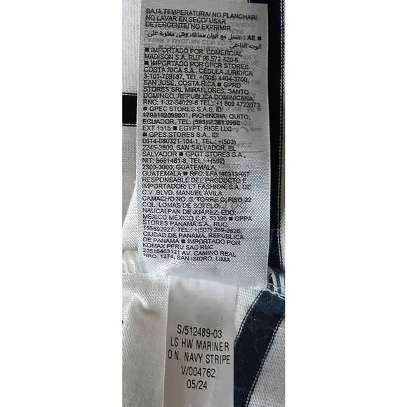 New Old Navy Mariner Stripe Long Sleeve Top 2X Navy White 100% Cotton - Picture 13 of 13